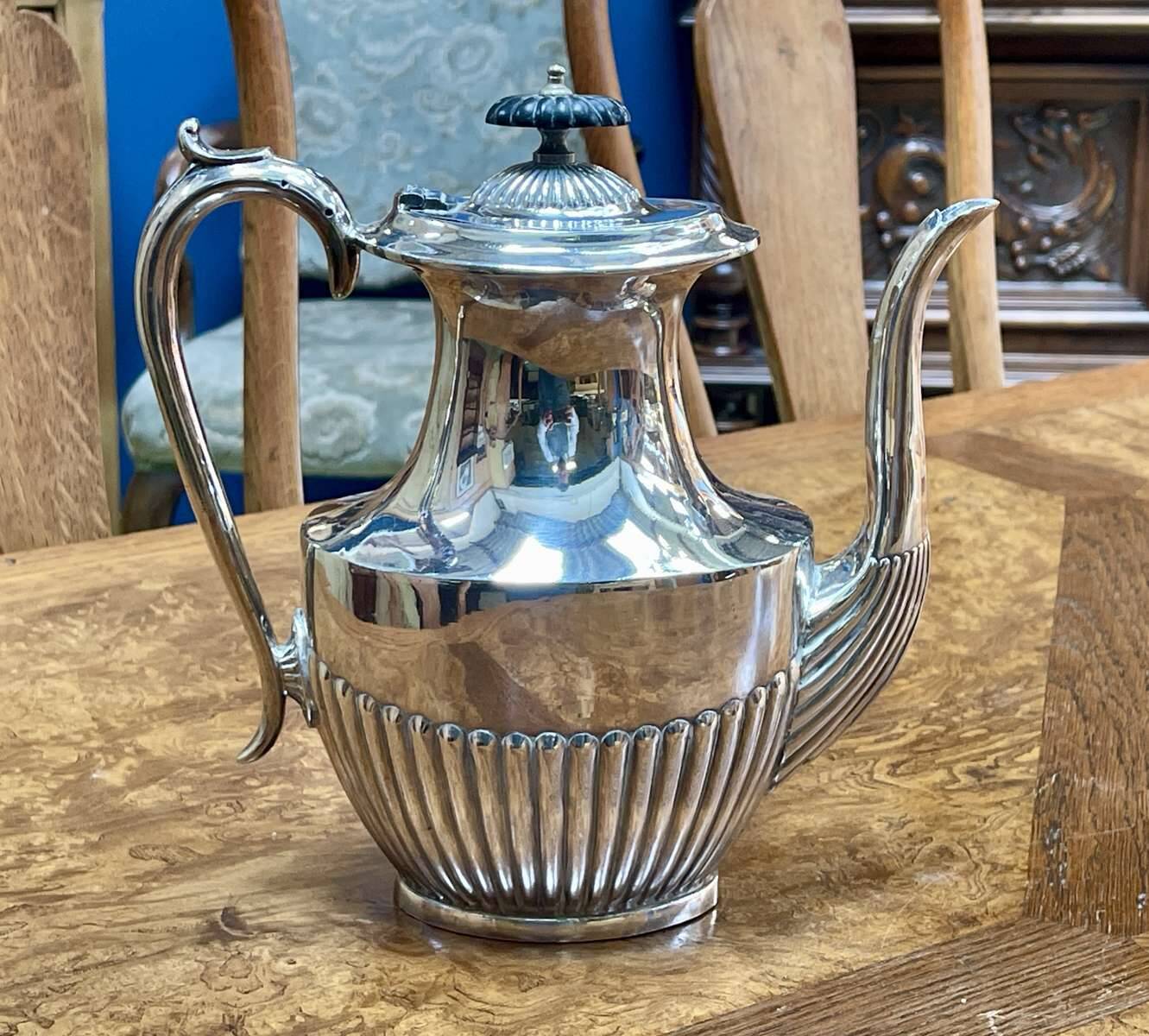 English silver-plated teapot, early 20th century