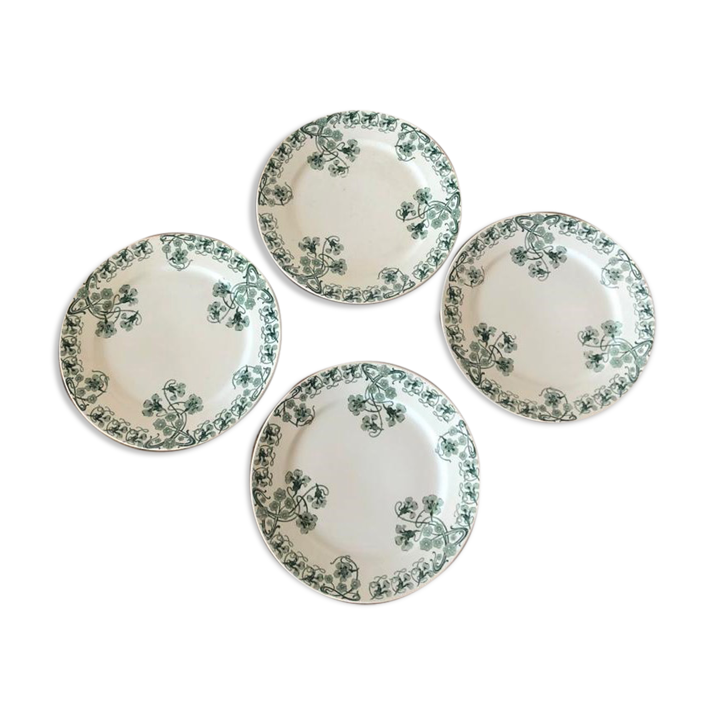 Lot of 4 plates old iron earth pattern "Capucines" BFK