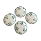 Lot de 4 assiettes anciennes terre de fer motif "Capucines" BFK