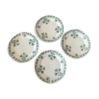 Lot of 4 plates old iron earth pattern "Capucines" BFK