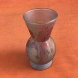 Piedouche vase Glass paste shades of lilac and yellow on a blue background