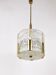 Kalmar Suspension Tambour Drum, Brass, Frosted Textured Glass, Austria, 1960s