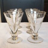 Six art deco glasses