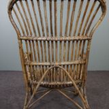 Belse 8 armchair in patinated rattan with high back Dutch Design 1950