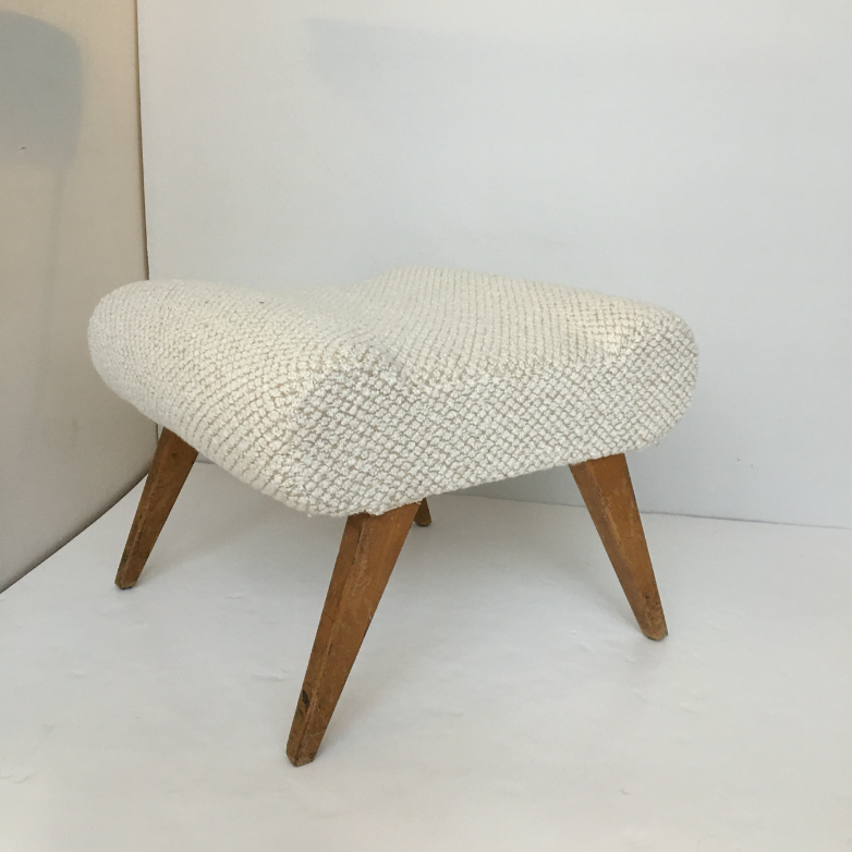 Vintage pouf white bouclette