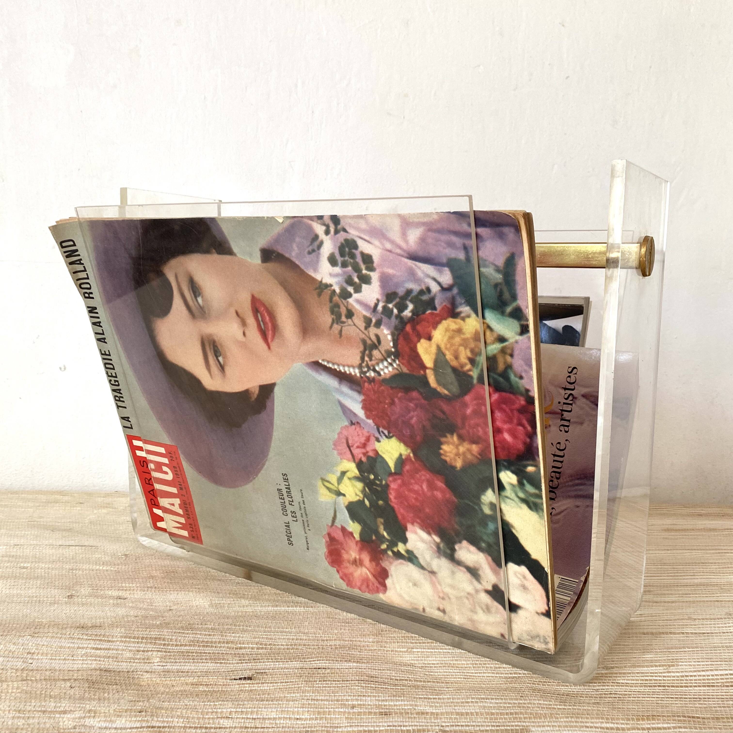 Vintage David Lange magazine rack for Roche Bobois, 1970s