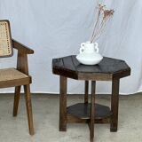 Pedestal table or small octagonal side table quadripod base with modernist spacer