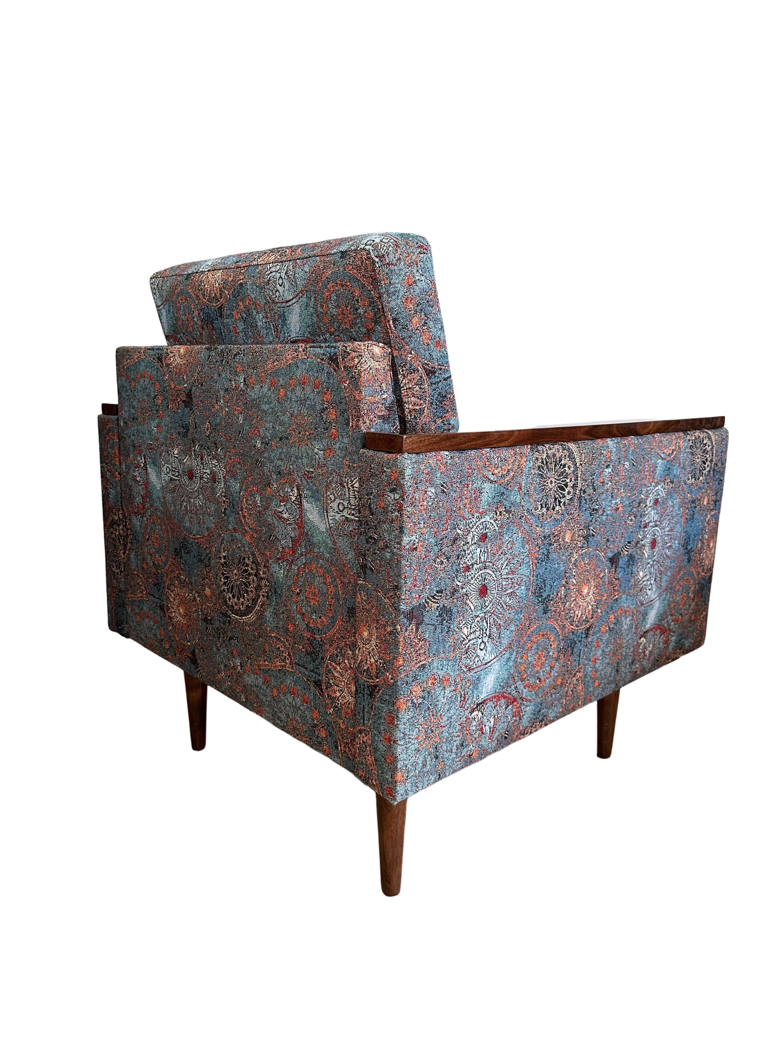 Fauteuils géométriques du milieu du siècle avec motif ethnique, Europe, années 1970