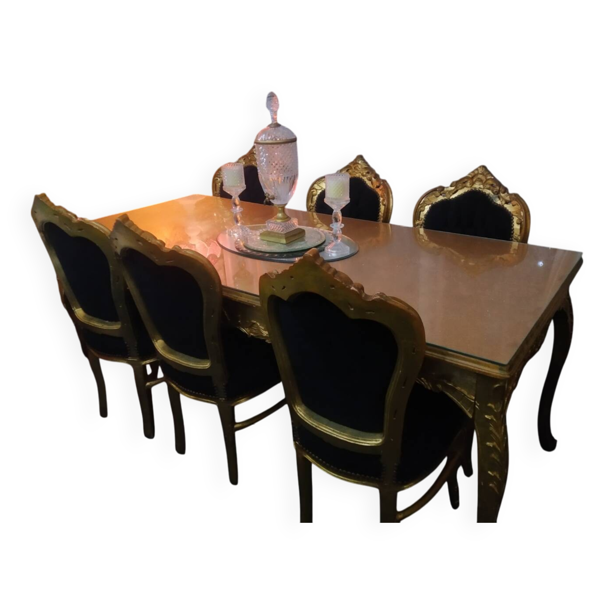 Table + 6 baroque chairs