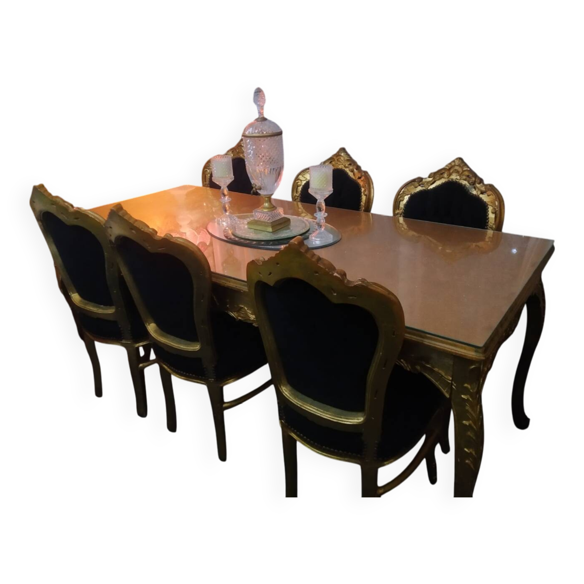 Table + 6 baroque chairs