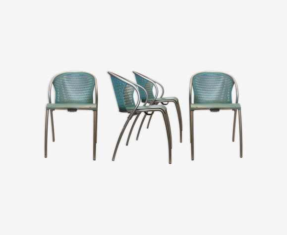 Lot de 4 fauteuils asia origlia coloris turquoise