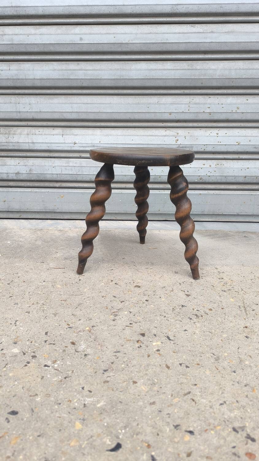Turned wooden tripod stool
