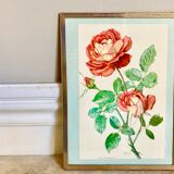 Botanical flower plank framed brass