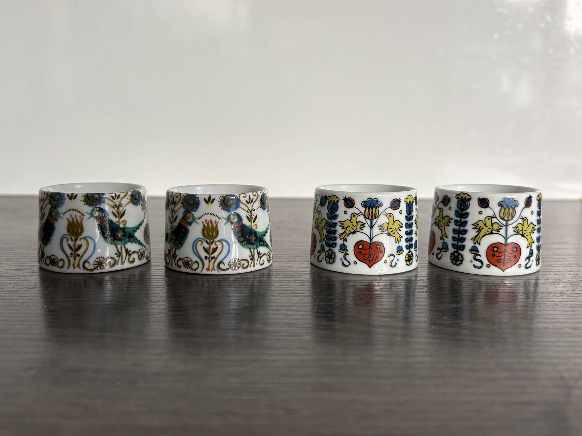 Vintage Bavaria Porcelain Egg Cups - 70's Folk Style