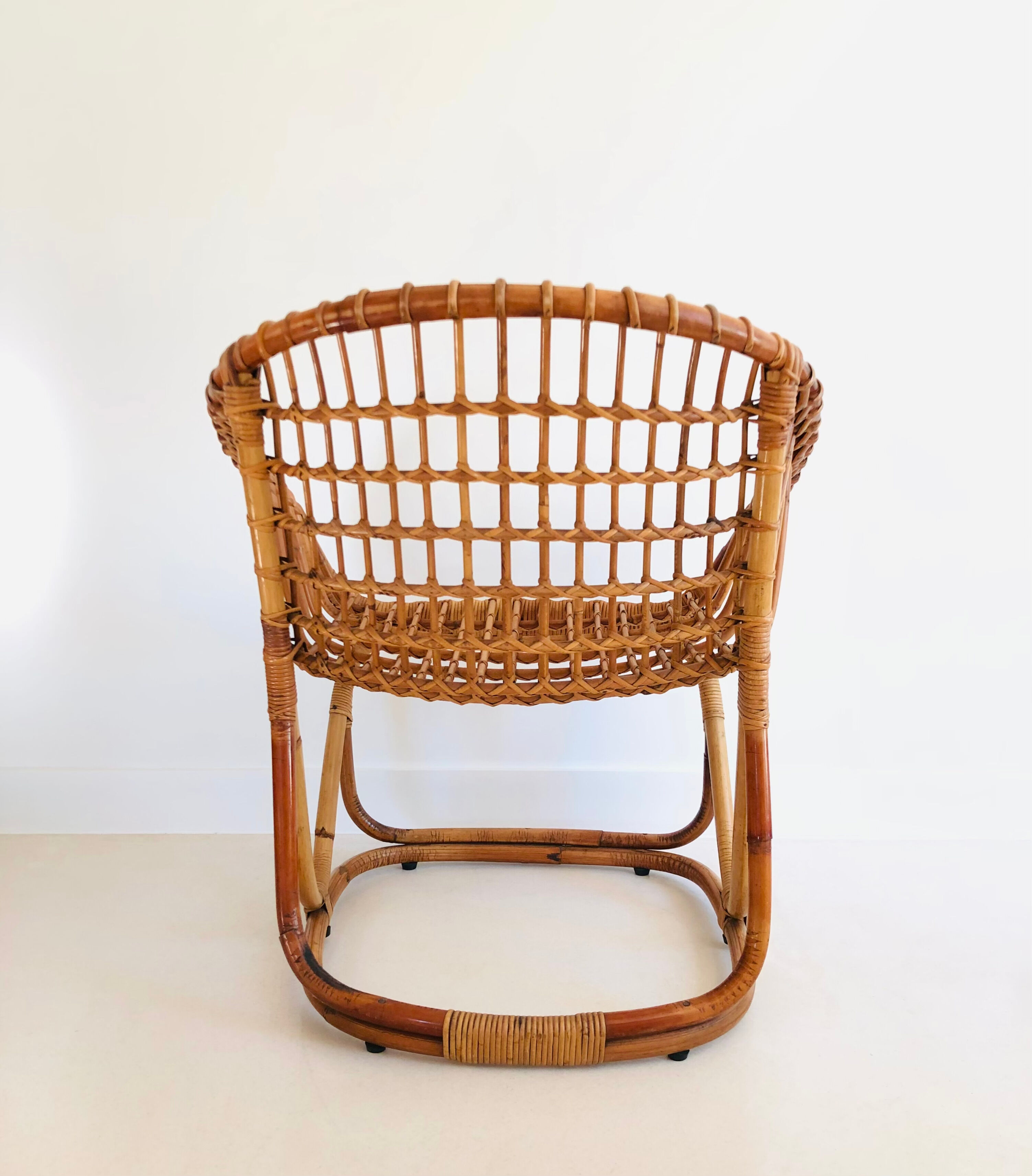 Rattan armchair by Tito Agnoli for Pierantonio Bonacina, Italy 1958