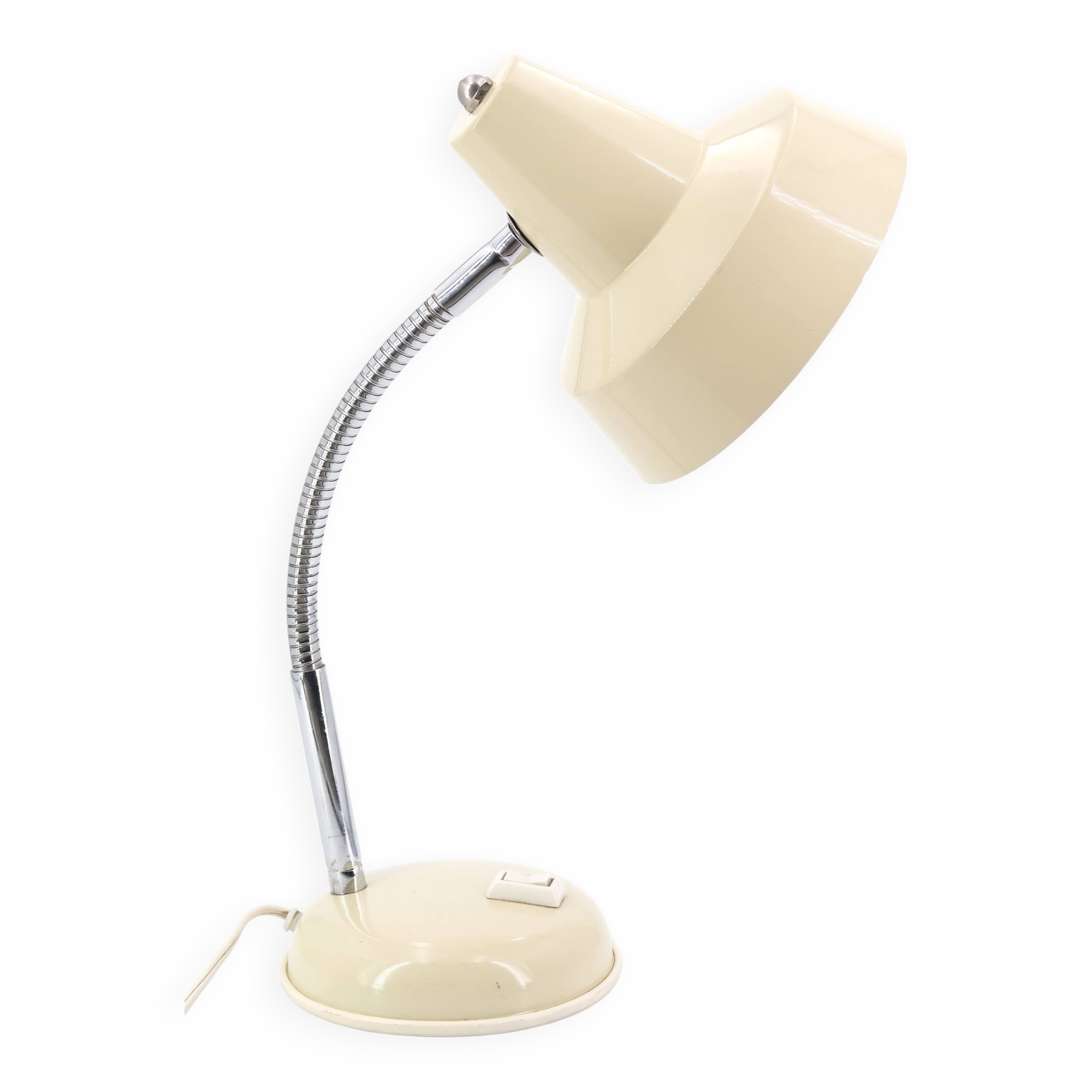 Beige articulated metal desk lamp, 1950s