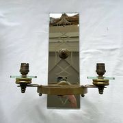 Pair of Italian art deco wall lights in mirror and brass, vintage, 1930s