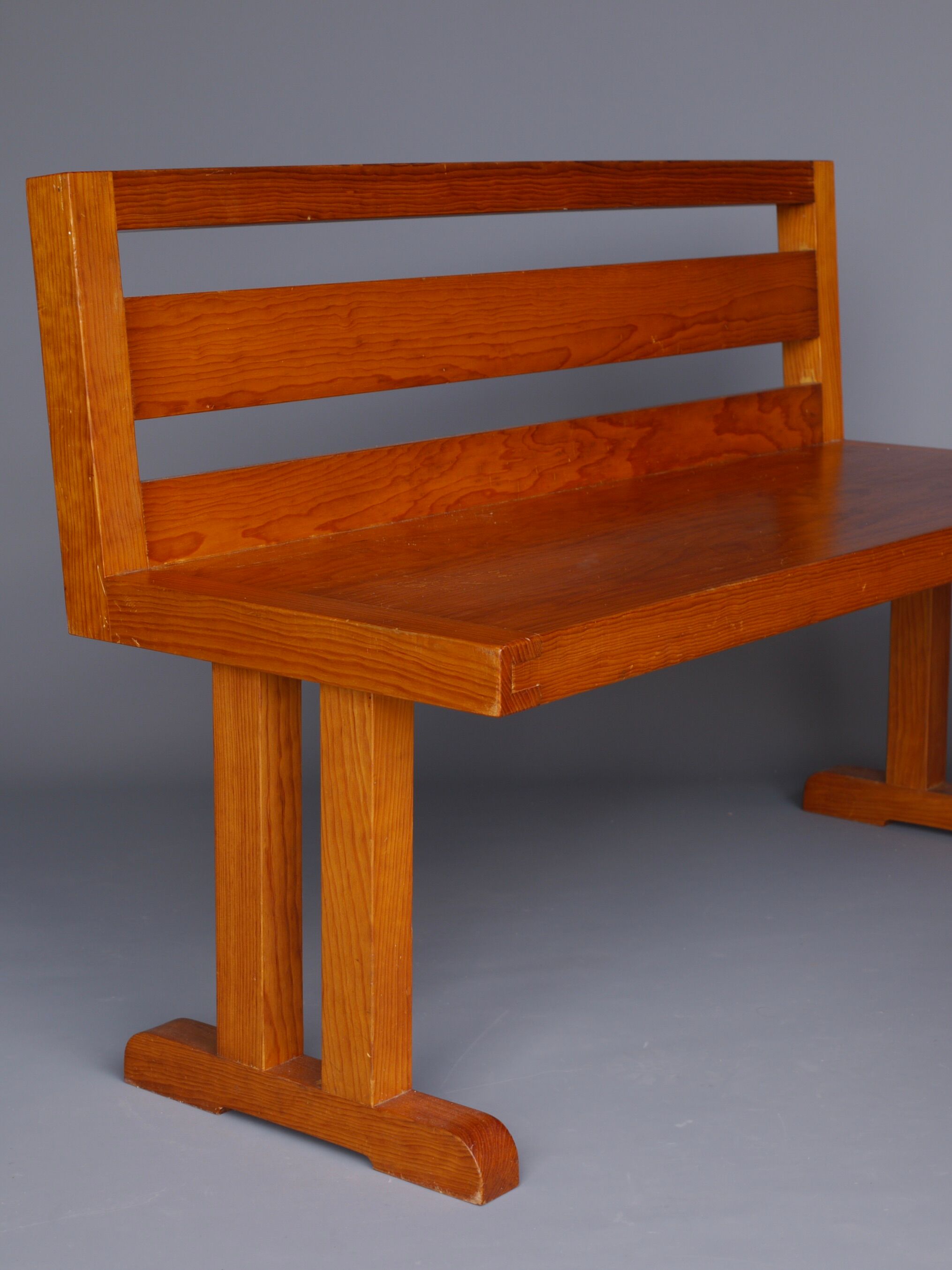 Pair of vintage scandinavian pine benches, 1970s