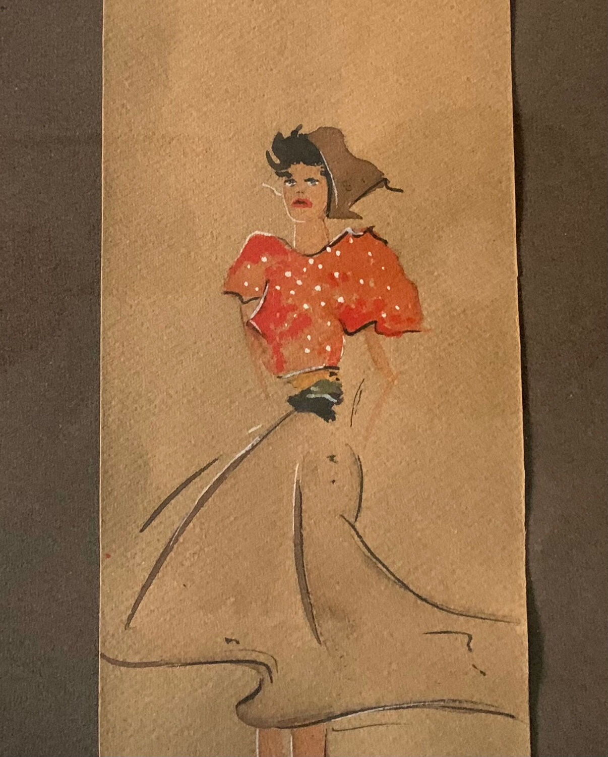 Dessin aquarelle « cow girl «