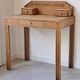 Art Deco oak desk, stripped finish, console size, 3 drawers.