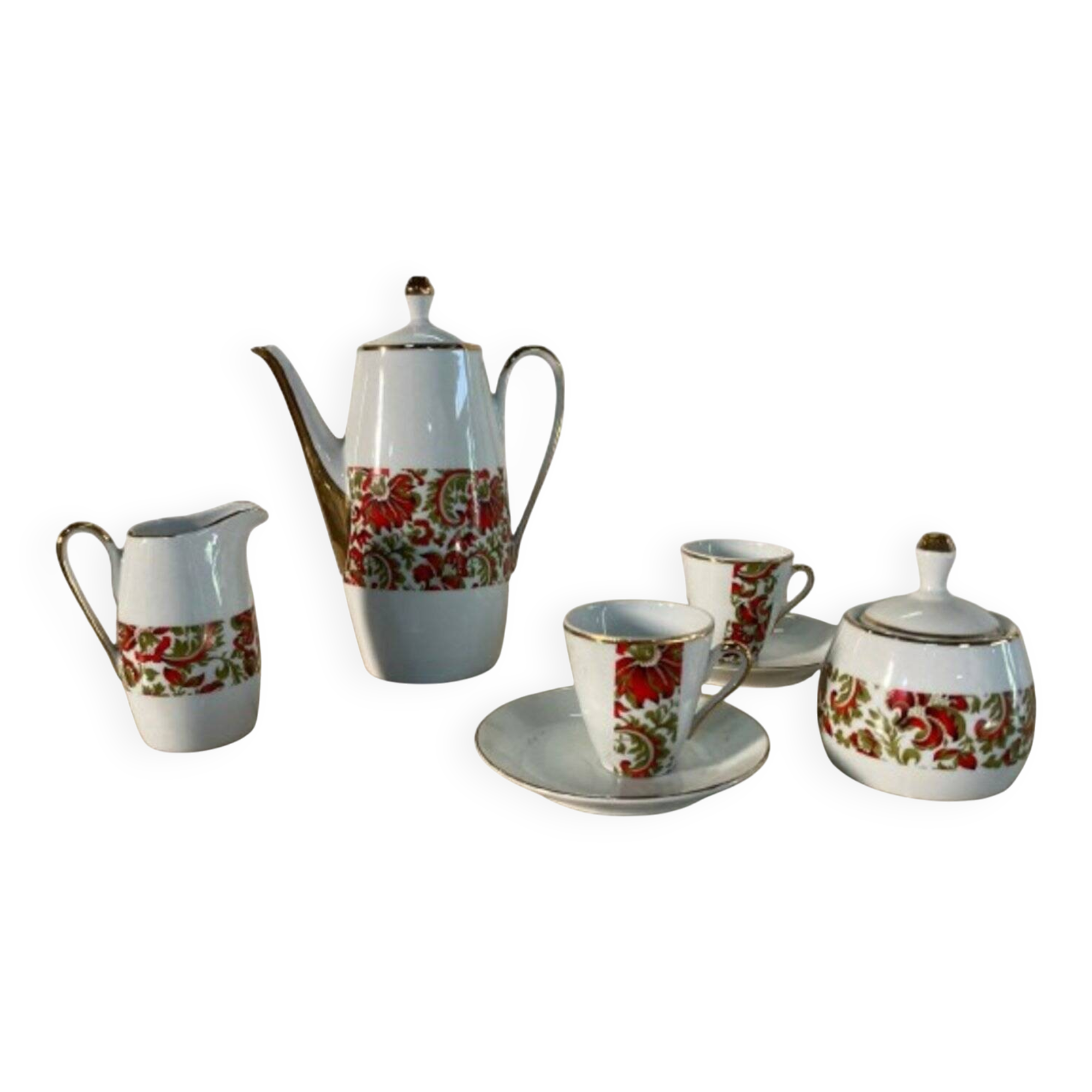 Porcelana coffee game, years 60. Game of 7