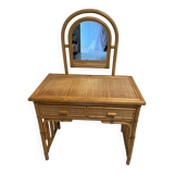 Bamboo and rattan dressing table, with mirror 50s-60s