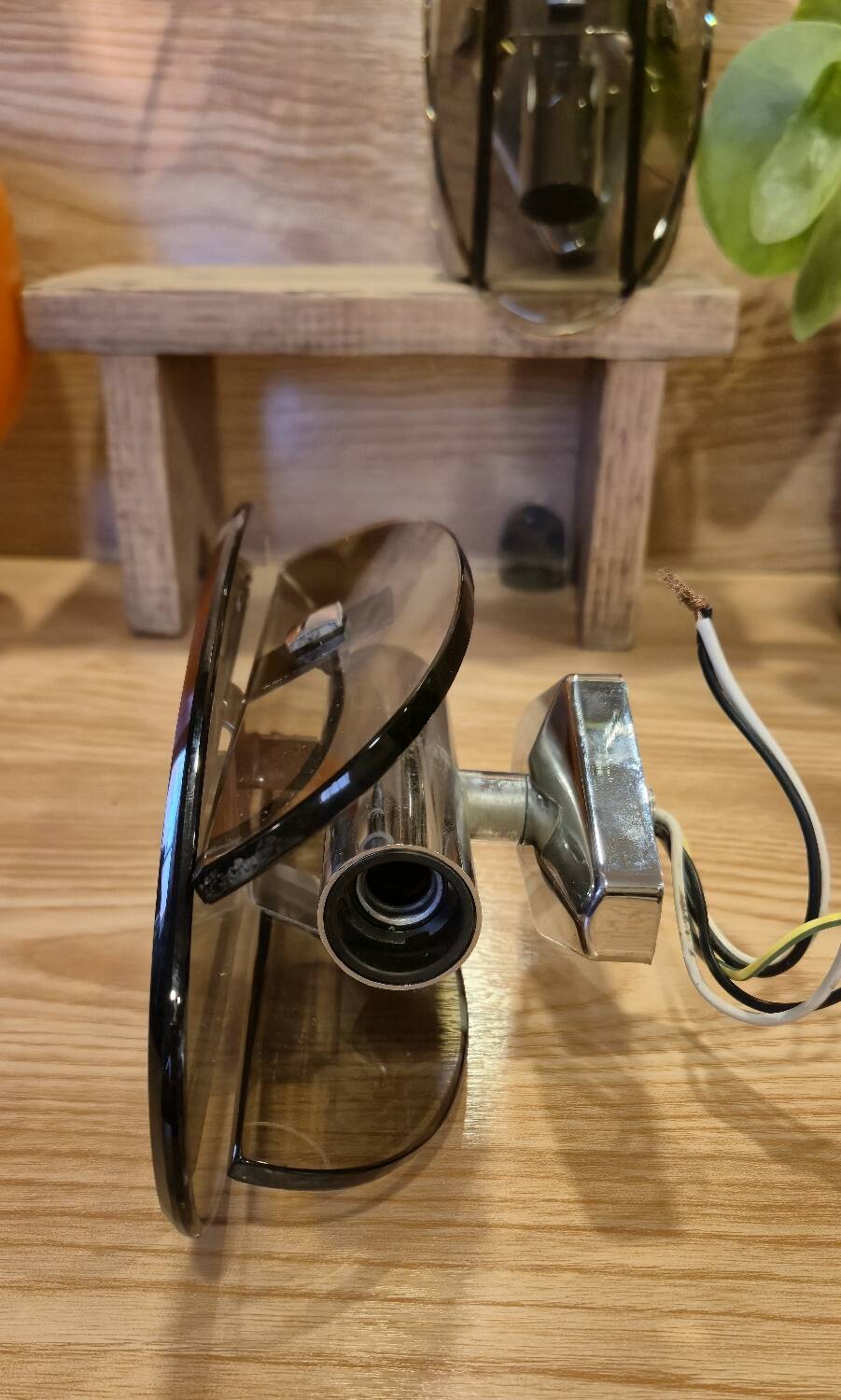 Stunning smoked glass wall sconces from the 1970s.