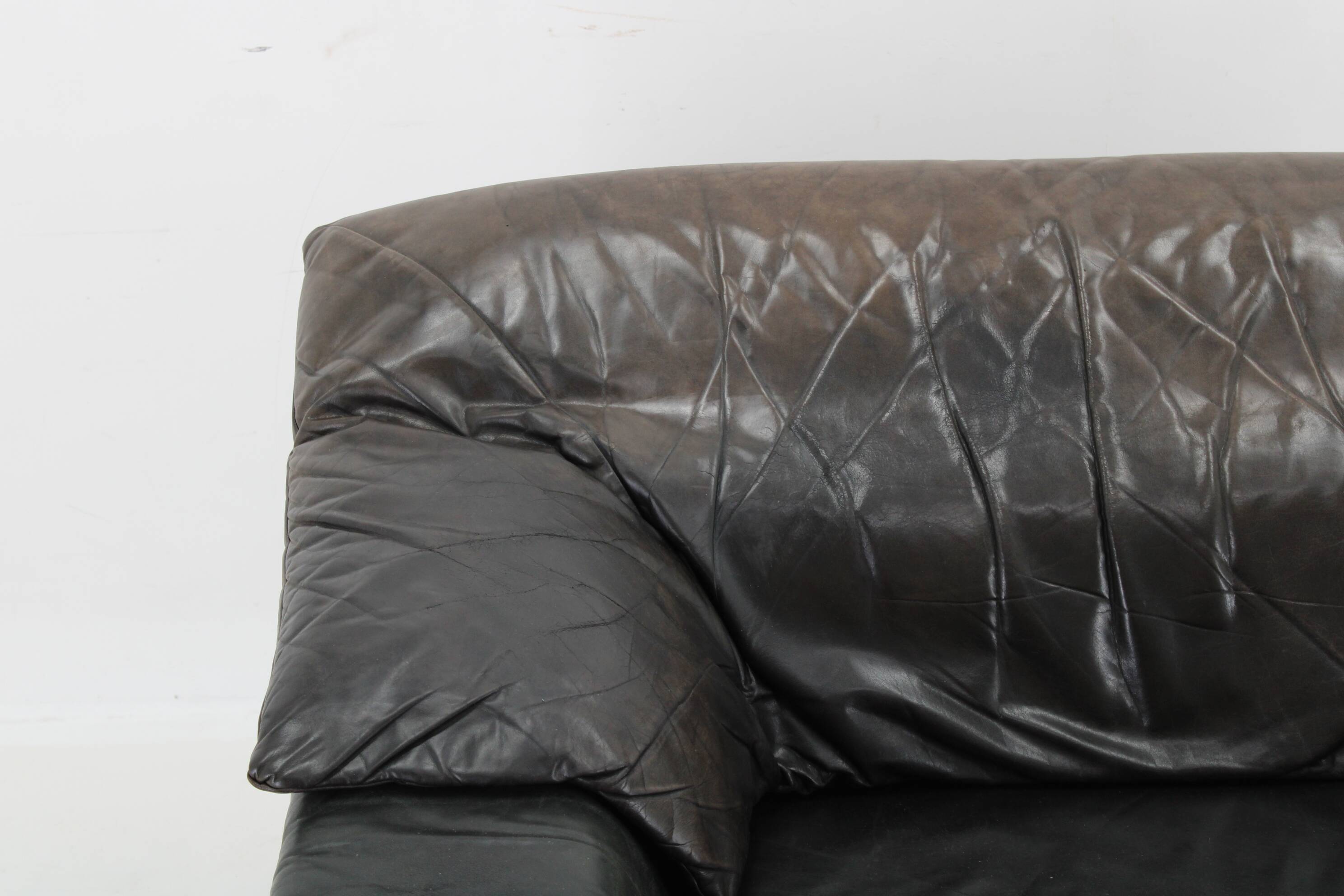 1970s Wiener Werkstätte Brutalist Letaher Adjustable Armchair