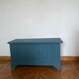 Peacock blue wooden toy chest