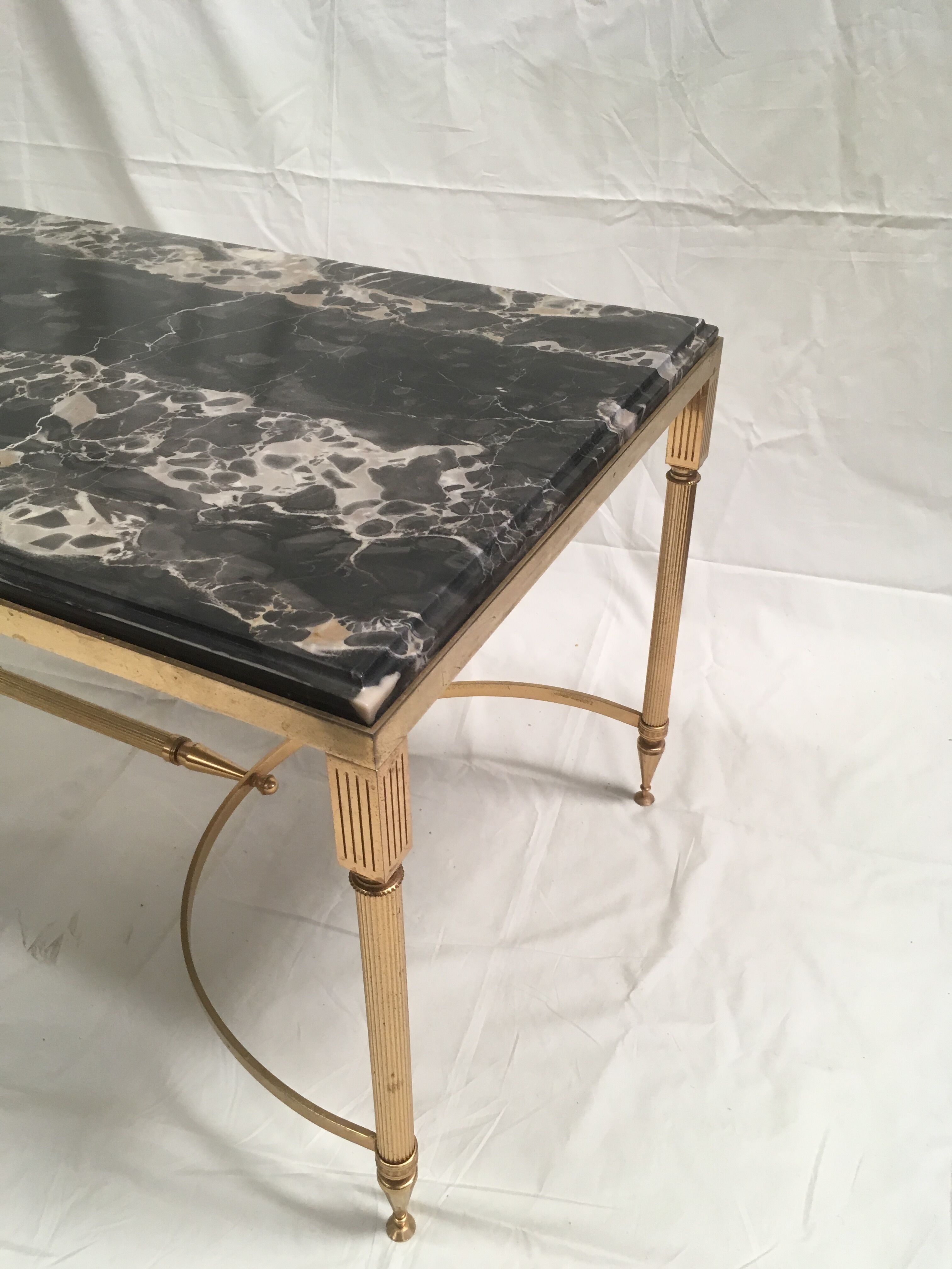Brass coffee table and marble neoclassical