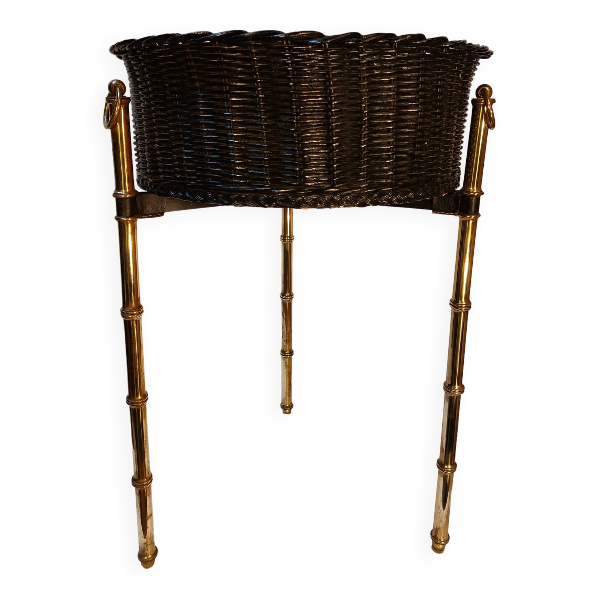 Vintage round tripod planter attributed to Jacques Adnet - 50s/60s