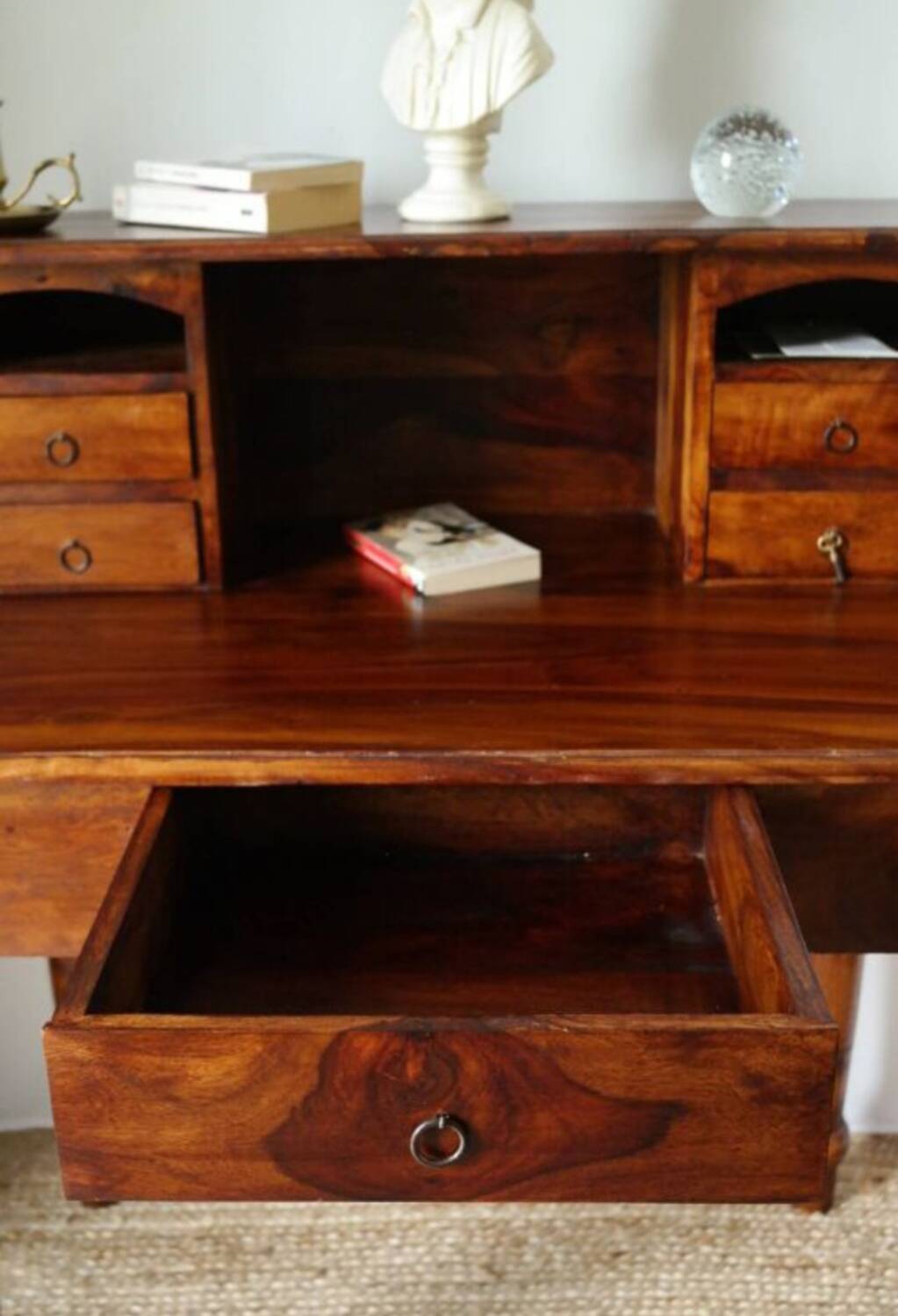 Stepped desk in solid walnut