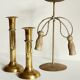 Trio of vintage knotted candlesticks brass