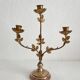 Antique bronze and brass candlestick with golden leaves