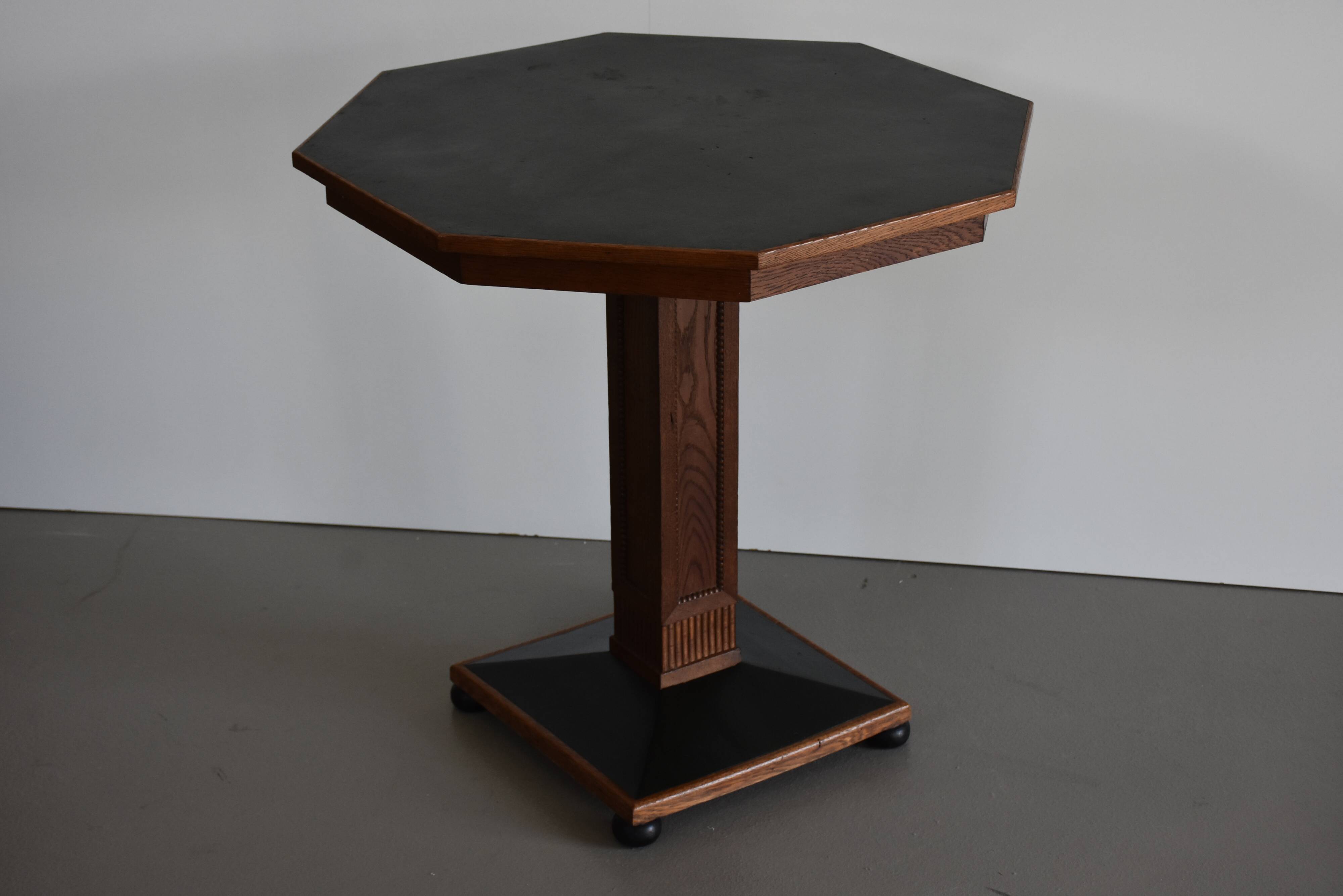 Antique octagonal oak table, 1920s