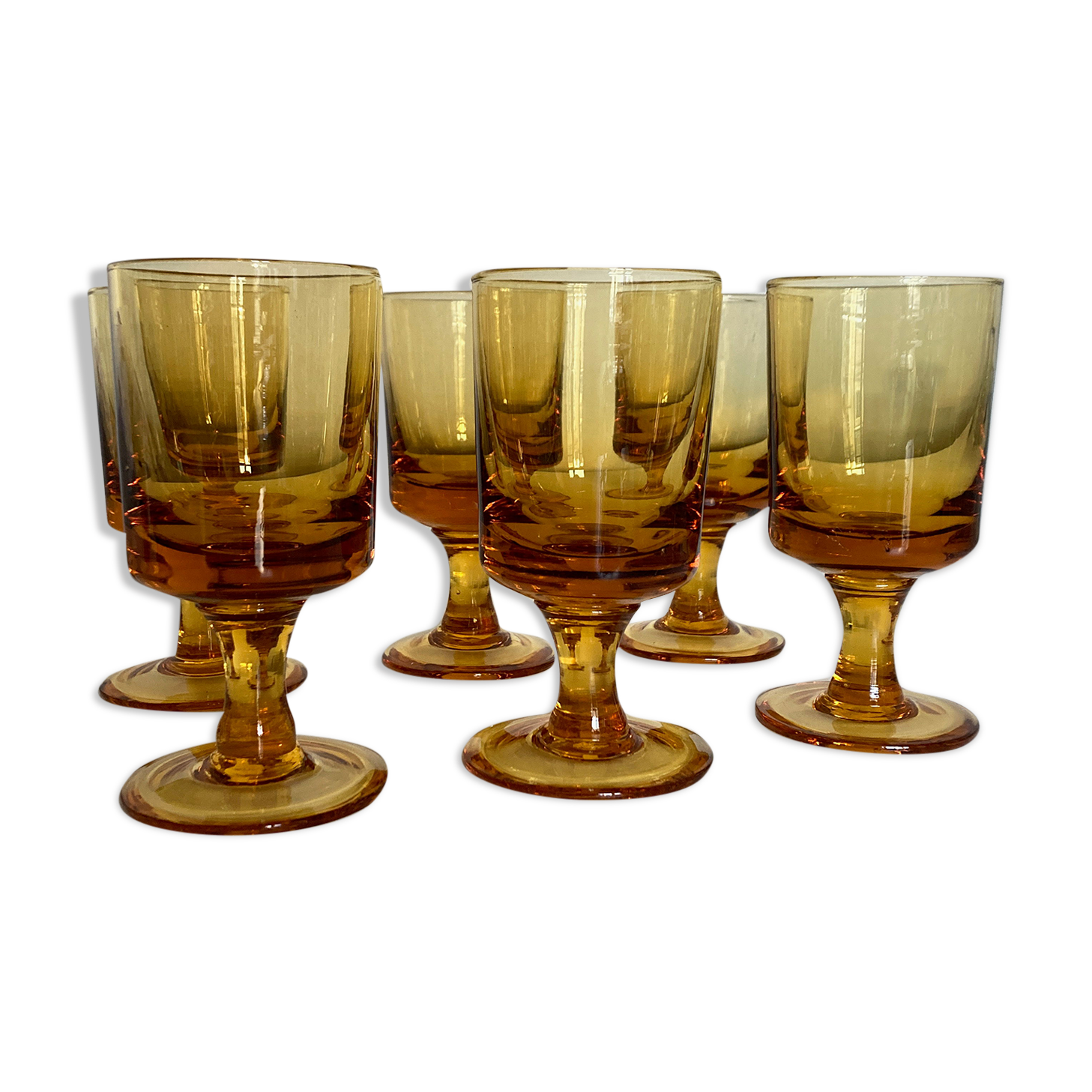 Set of 6 solid glasses 1970