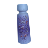 Ceramic vase with beige and purple background and flower decoration signed Orifits