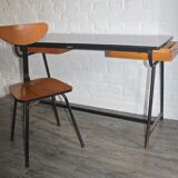 Ancien bureau double avec sa chaise vintage 50