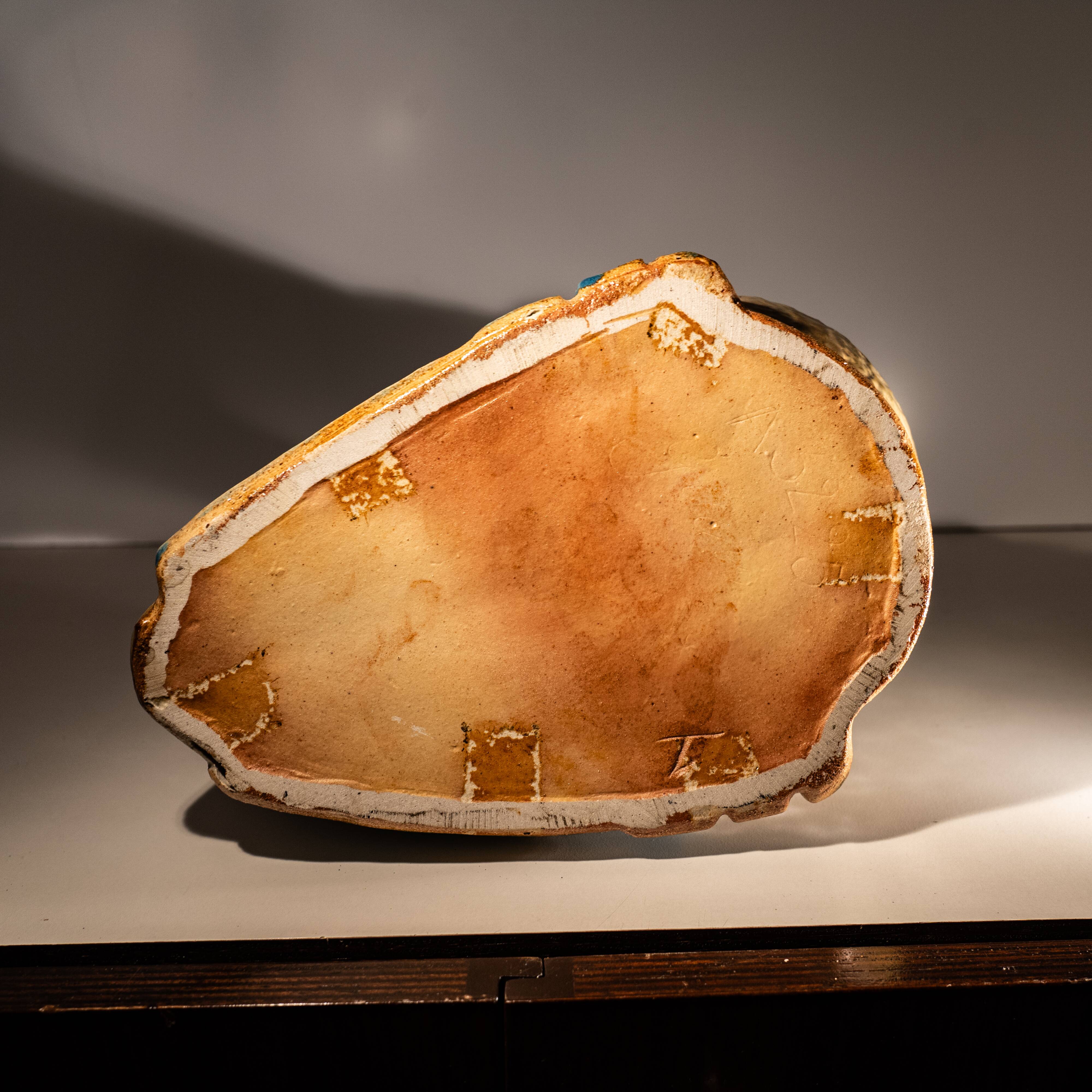 zoomorphic ceramic sculpture vase, Jules Guérin, Bouffioulx stoneware 1950s