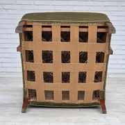 1960s, Danish highback armchair, furniture velour, oak wood.