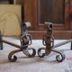 Brutalist cast iron fireplace grates in the shape of a belt, decor.