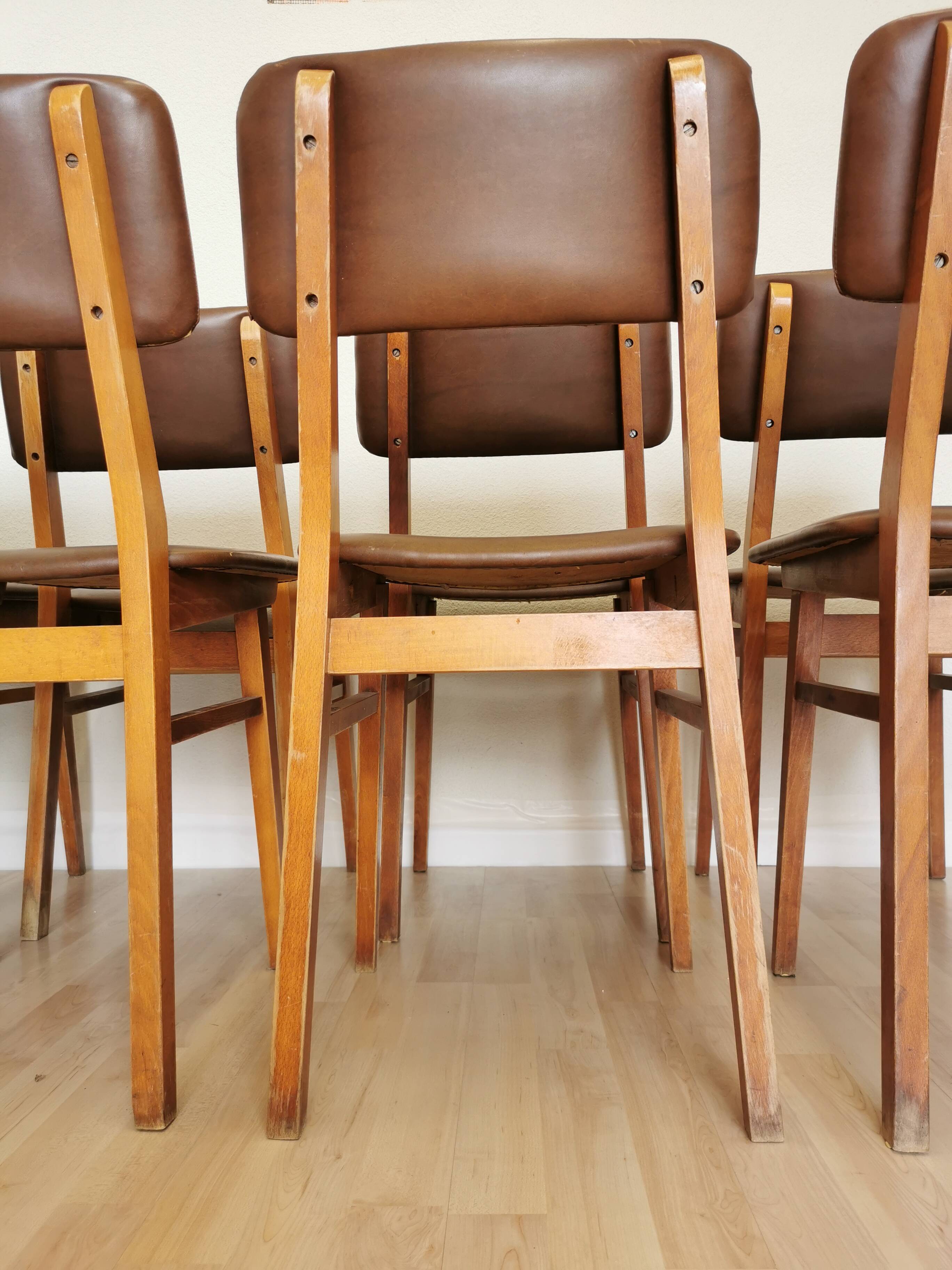 Vintage STOL Kamnik Dining Chair: 1970s Yugoslavian Mid-Century Leather Bis