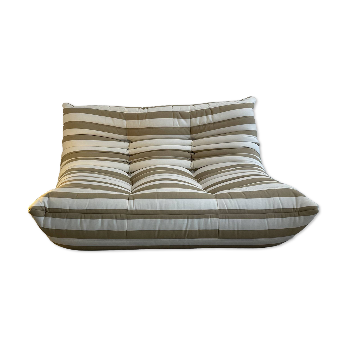 Beige striped white 2-seater Togo