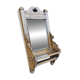 Antique barber's mirror in Burmese teak.
