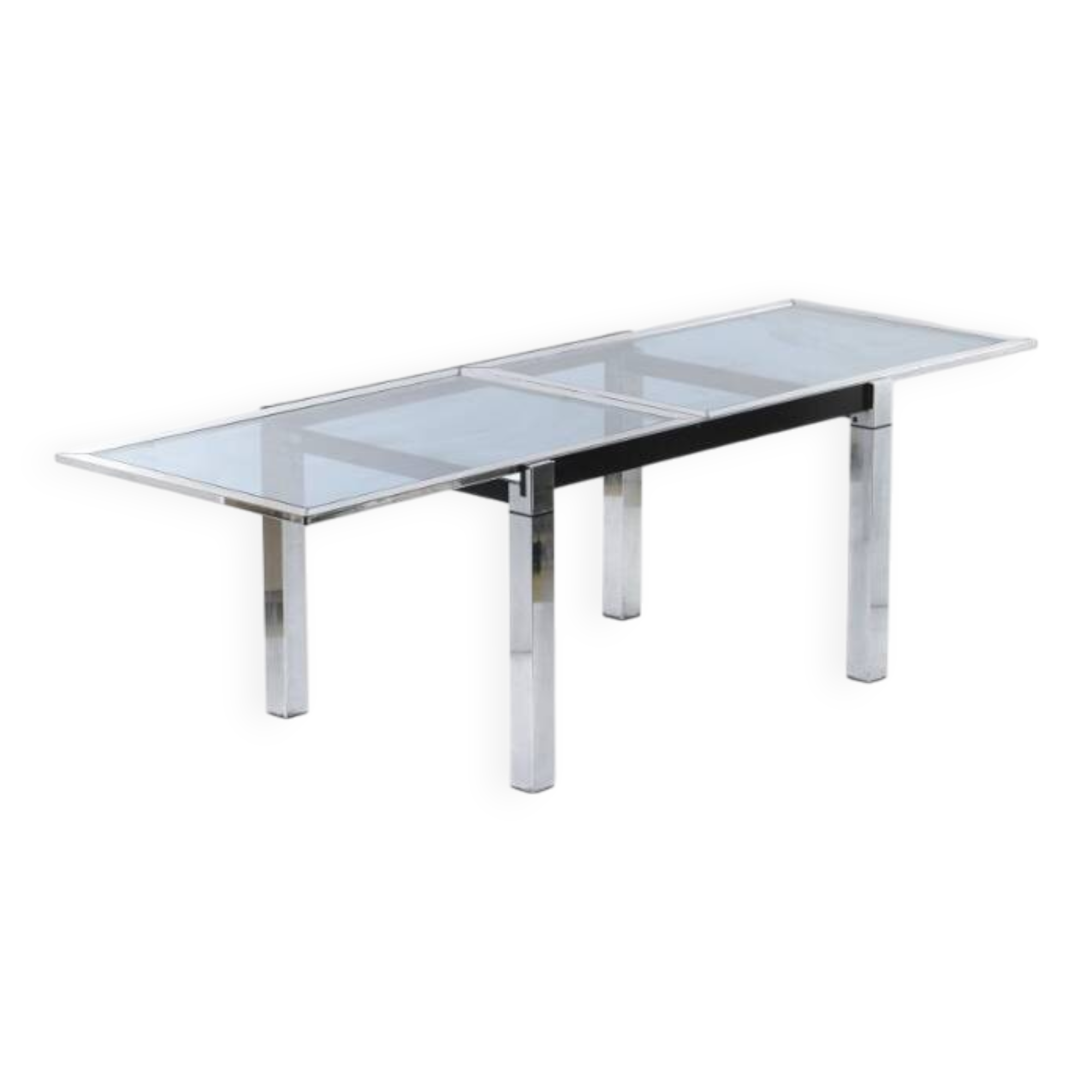 Smoked glass table with chromed metal legs La Metal ARREDO - Milano