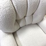 Vintage 80s shell armchair in curly wool