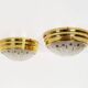 Pair of vintage brass ceiling lights with glass globe