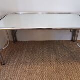 Mirror and chrome 70s glass coffee table