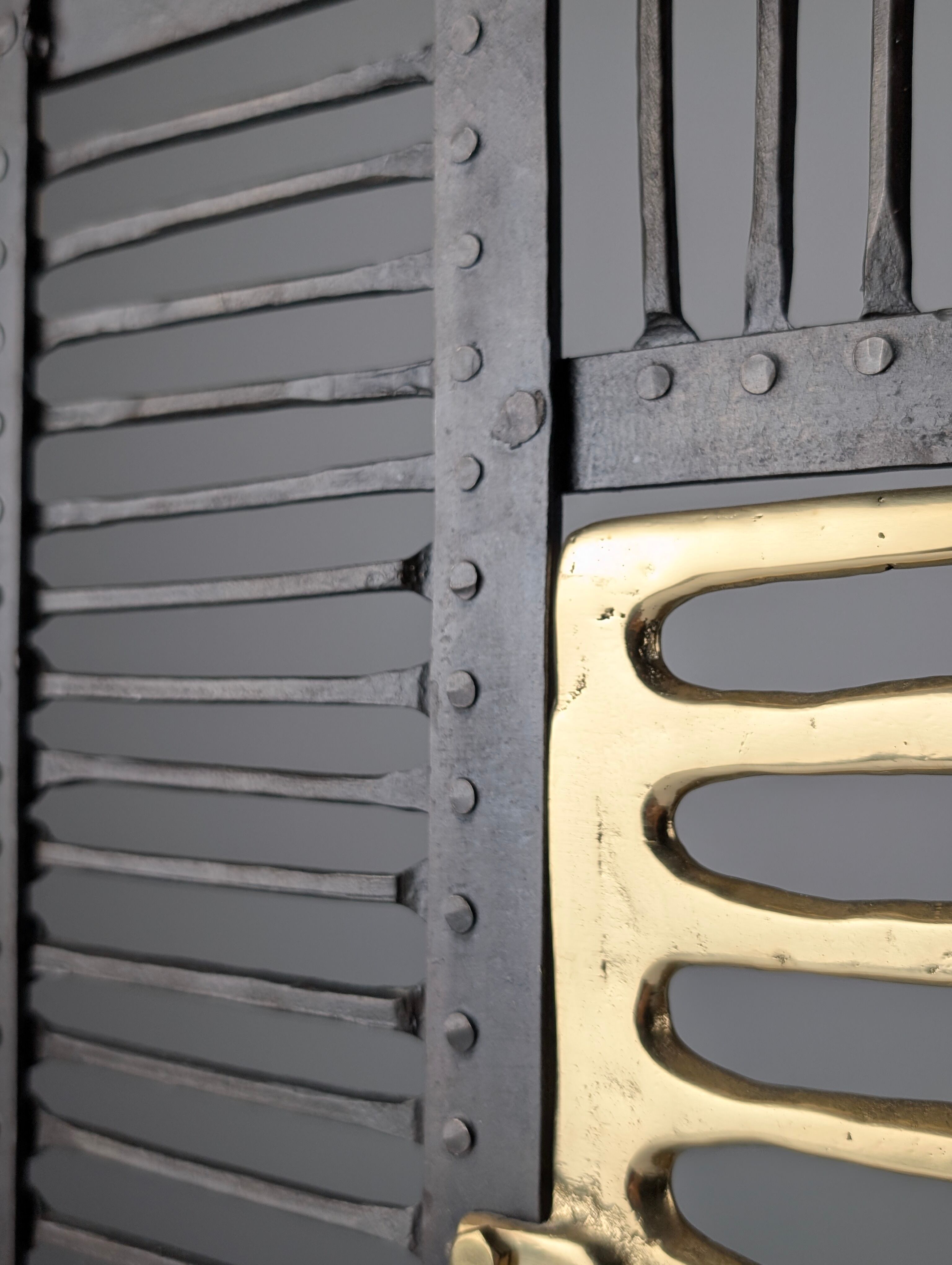 Brass and wrought iron fireplace screen by David Marshall, Spain, 1970s