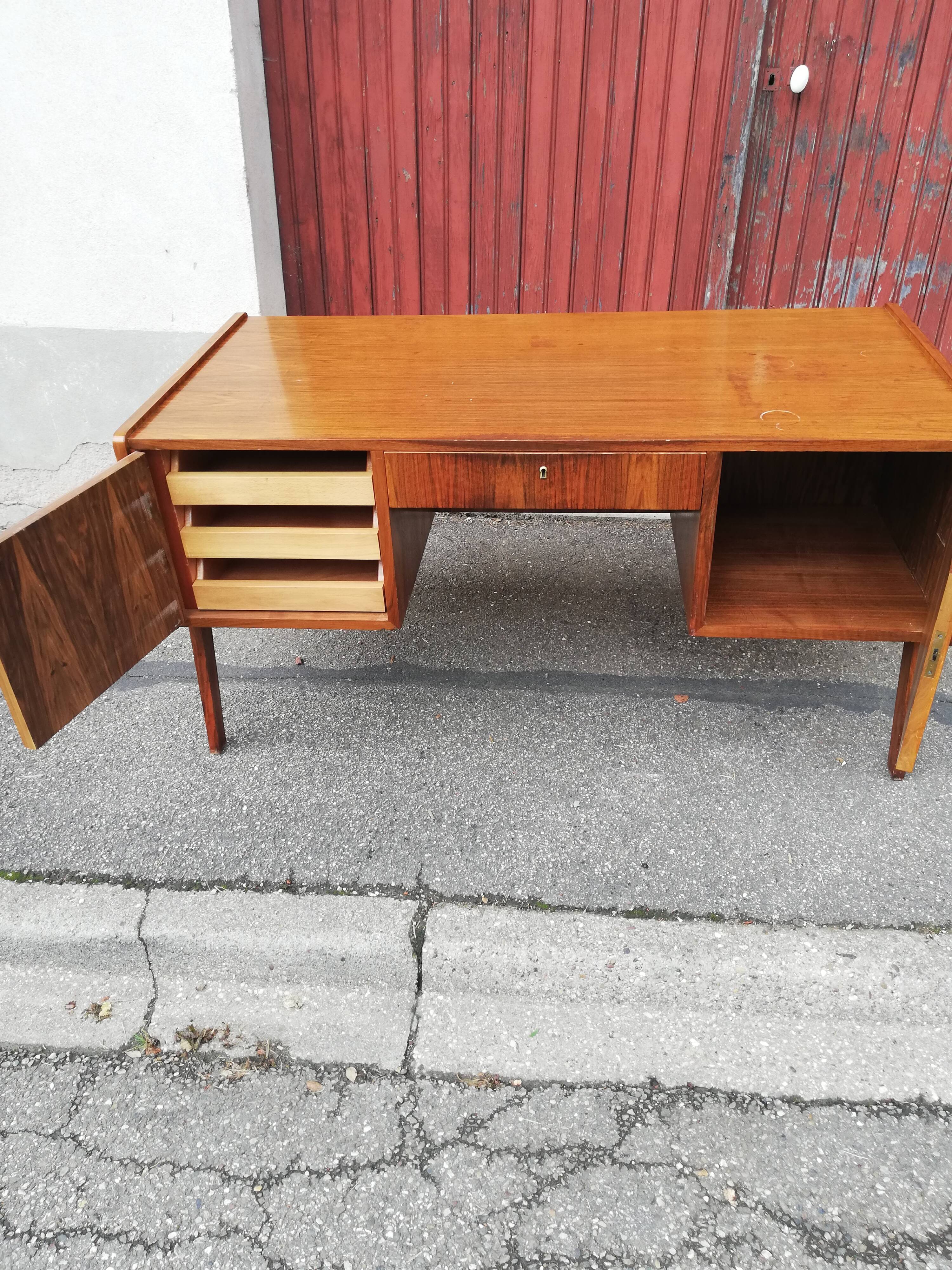 Vintage desk 2 doors 1 drawer compass feet